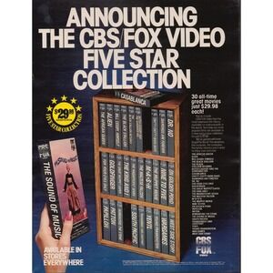 CBS FOX Video Five Star Collection Classic Movies VHS Home Video Print Ad 1986